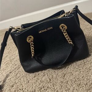 Michael Kors Black Shoulder Bag with Gold Accents